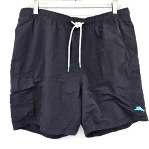 Tommy Bahama Black Cargo Drawstring Swim Trunks Shorts Mens Size Large